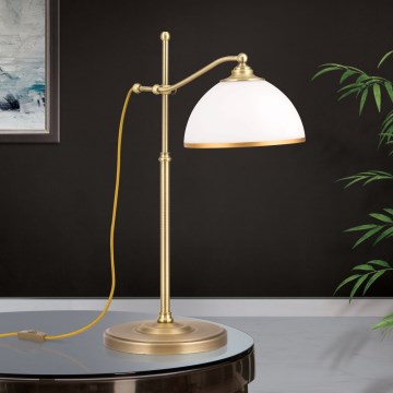 Stolna lampa OLD LAMP 1xE27/40W/230V 65 cm bijela/mesing