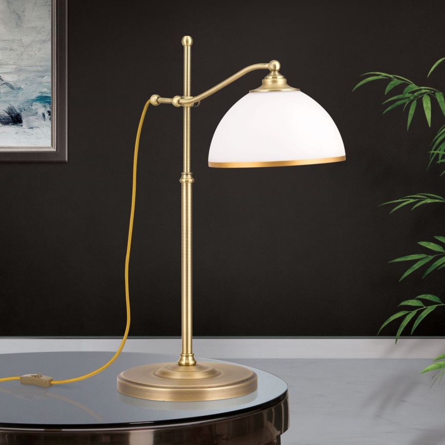 Stolna lampa OLD LAMP 1xE27/40W/230V 65 cm bijela/mesing