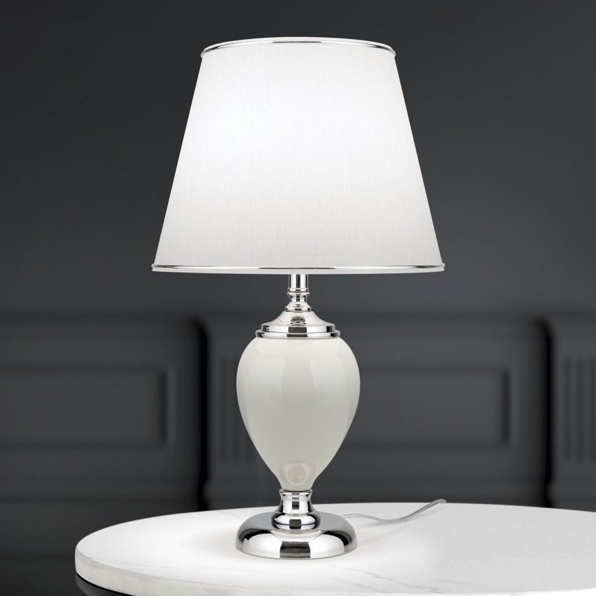 Stolna lampa OVUM 1xE27/40W/230V 48 cm keramika bijela/sjajni krom