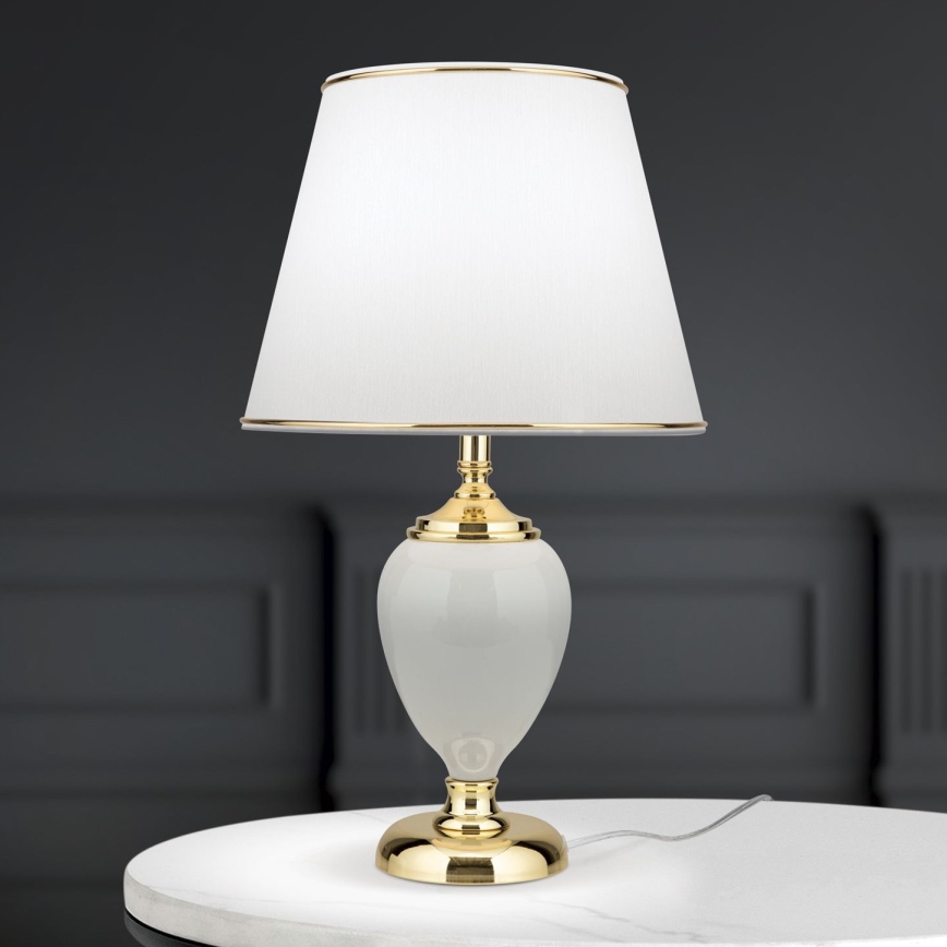 Stolna lampa OVUM 1xE27/40W/230V 48 cm keramika bijela/zlatna