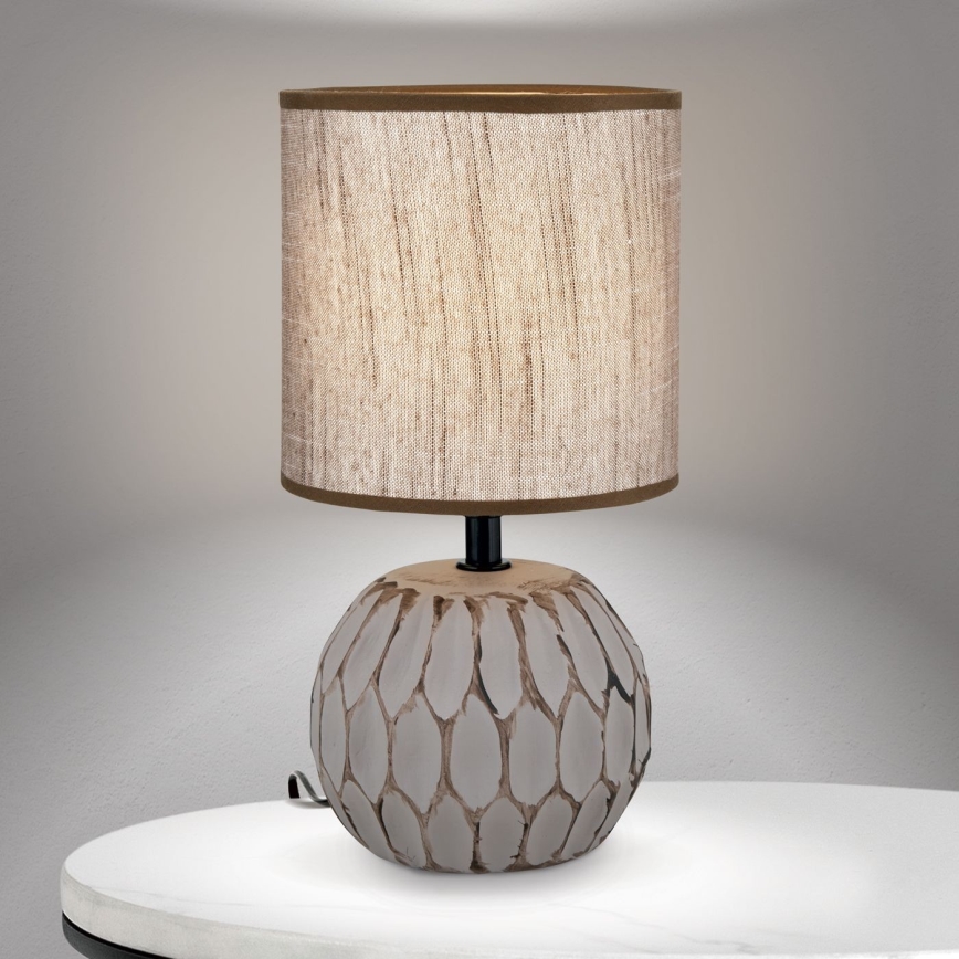 Stolna lampa PINIA 1xE14/25W/230V keramika bež/siva