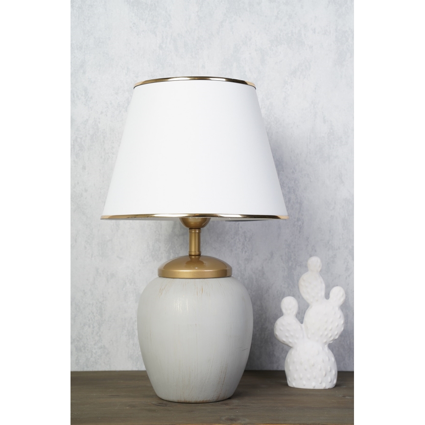 Stolna lampa RAMZES 1xE27/40W/230V bijela/siva
