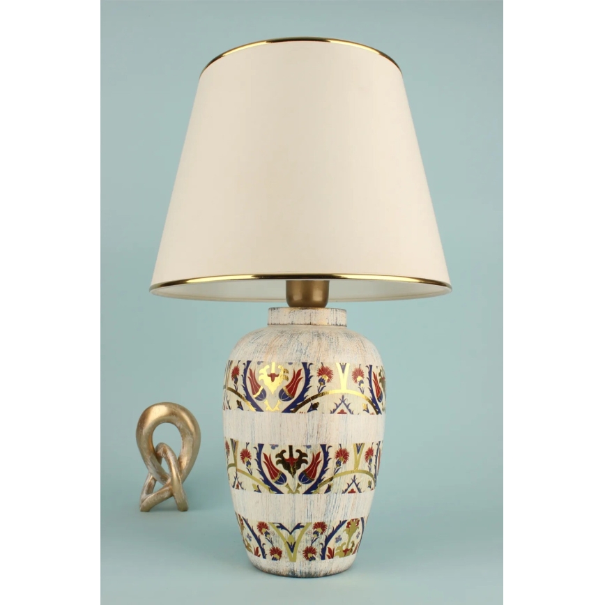 Stolna lampa RAMZES 1xE27/40W/230V boje kremastog/zlatnog