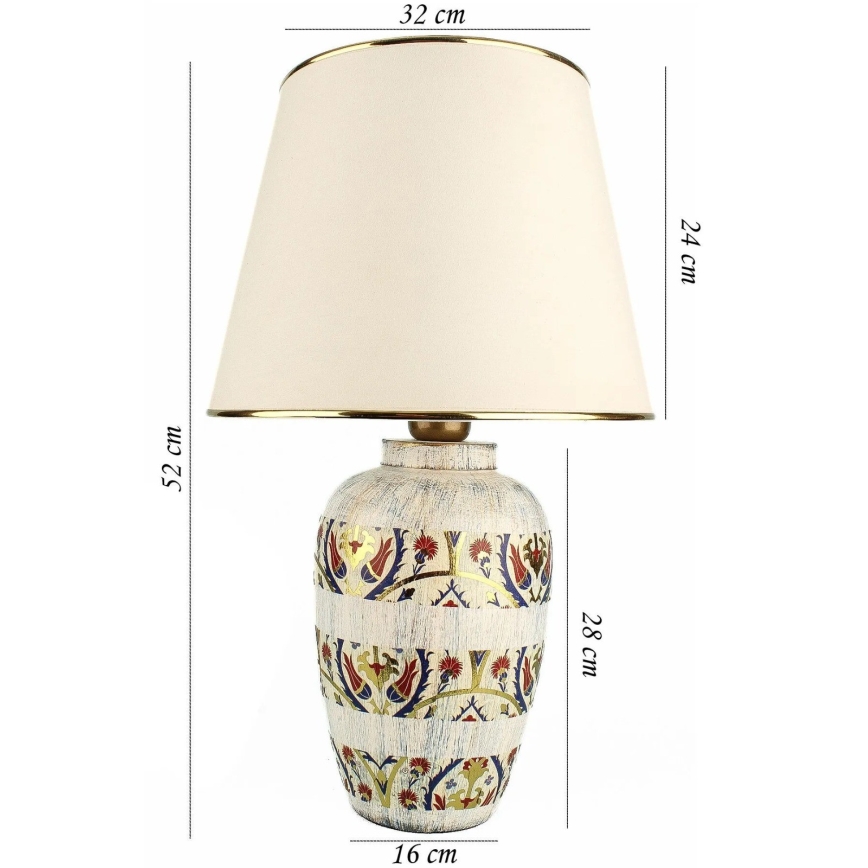 Stolna lampa RAMZES 1xE27/40W/230V boje kremastog/zlatnog