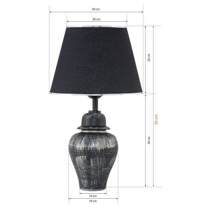 Stolna lampa RAMZES 1xE27/40W/230V crna/srebrna