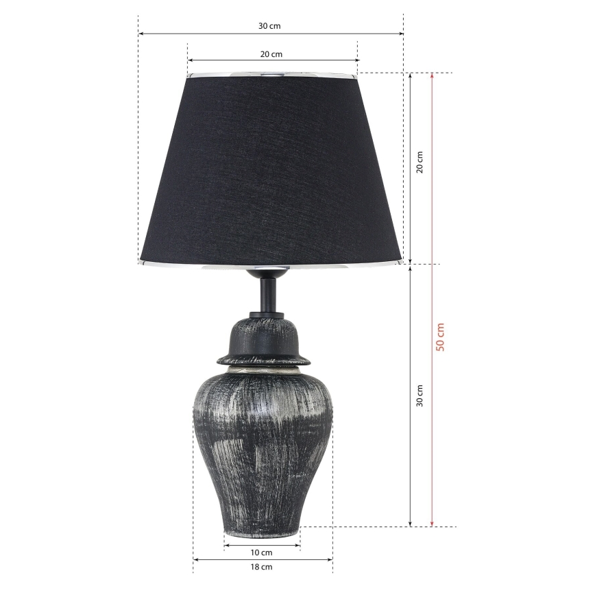Stolna lampa RAMZES 1xE27/40W/230V crna/srebrna