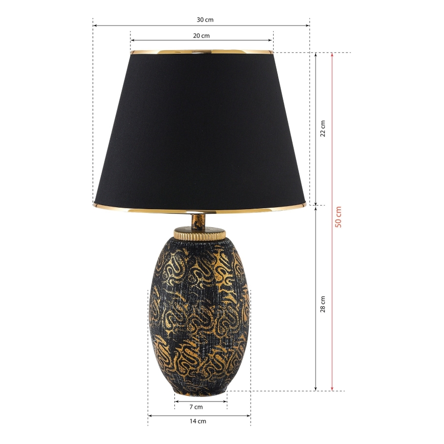 Stolna lampa RAMZES 1xE27/40W/230V crna/zlatna