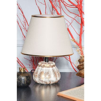 Stolna lampa RAMZES 1xE27/40W/230V krem/zlatna