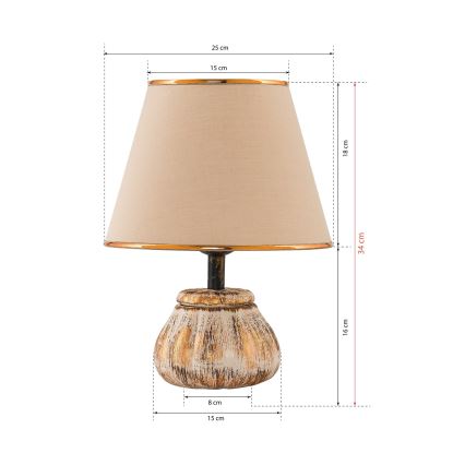 Stolna lampa RAMZES 1xE27/40W/230V krem/zlatna