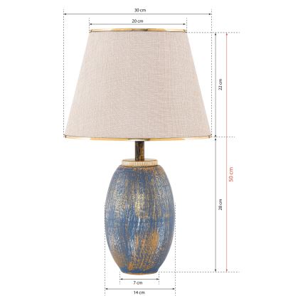 Stolna lampa RAMZES 1xE27/40W/230V kremasta/plava