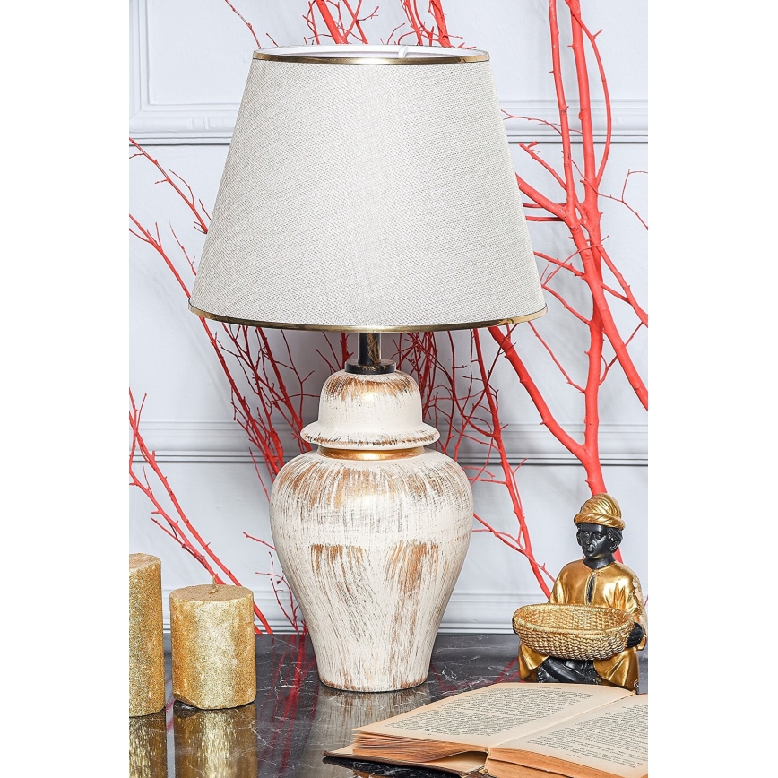 Stolna lampa RAMZES 1xE27/40W/230V kremasta/zlatna