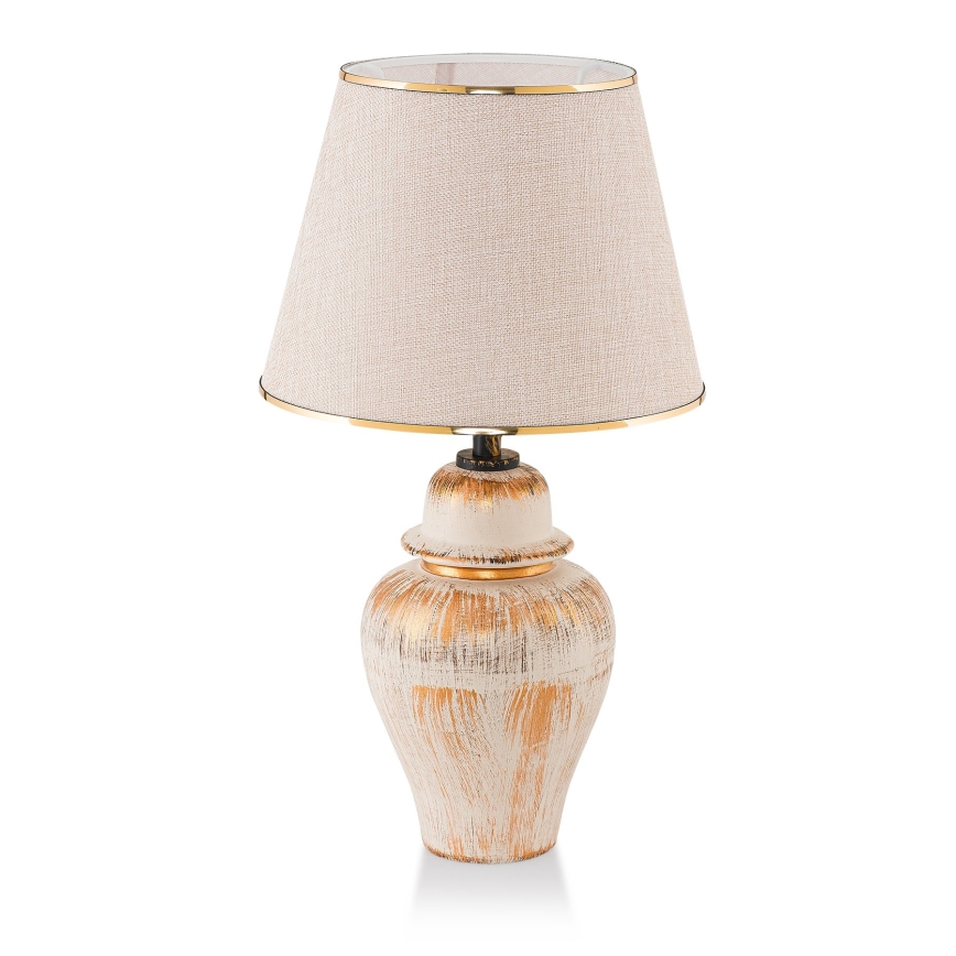 Stolna lampa RAMZES 1xE27/40W/230V kremasta/zlatna