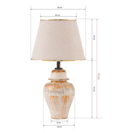Stolna lampa RAMZES 1xE27/40W/230V kremasta/zlatna