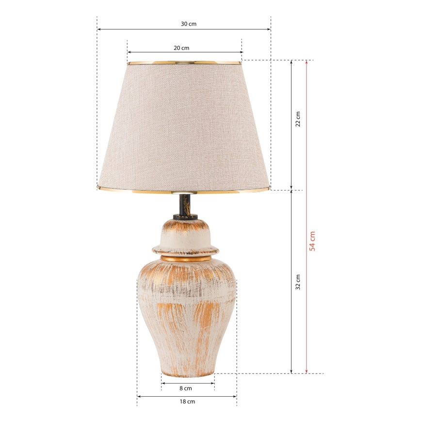 Stolna lampa RAMZES 1xE27/40W/230V kremasta/zlatna