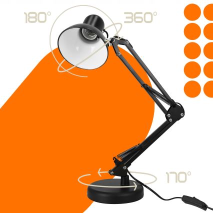 Stolna lampa s kopčom 2 u 1 1xE27/60W/230V crna