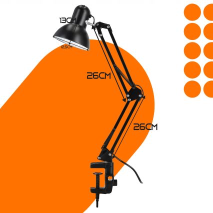 Stolna lampa s stezaljkom 1xE27/60W/230V crna