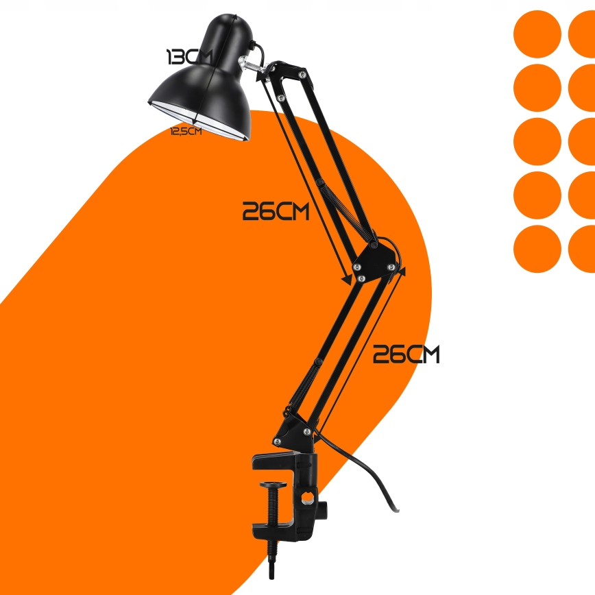 Stolna lampa s stezaljkom 1xE27/60W/230V crna