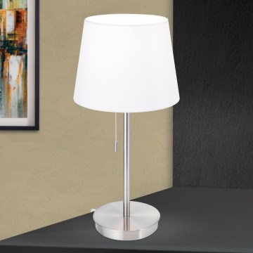 Stolna lampa s USB portom LUDWIG 1xE27/40W/230V 50 cm bijela/mat krom