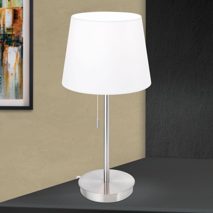 Stolna lampa s USB portom LUDWIG 1xE27/40W/230V 50 cm bijela/mat krom