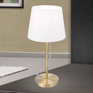 Stolna lampa s USB portom LUDWIG 1xE27/40W/230V 50 cm bijela/zlatna
