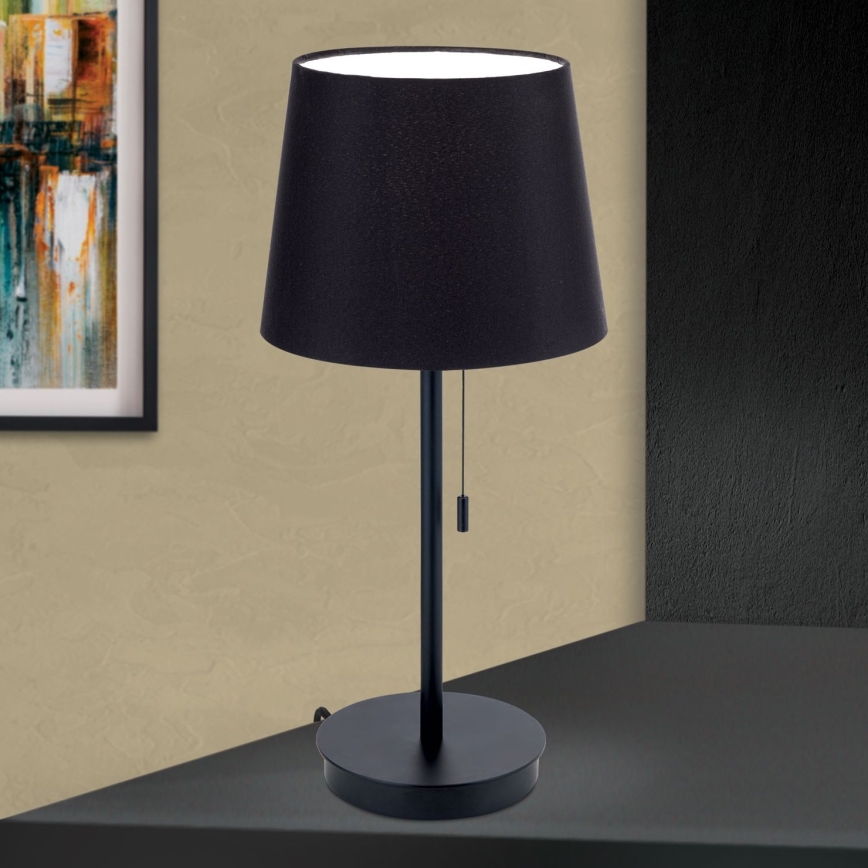 Stolna lampa s USB portom LUDWIG 1xE27/40W/230V 50 cm crna