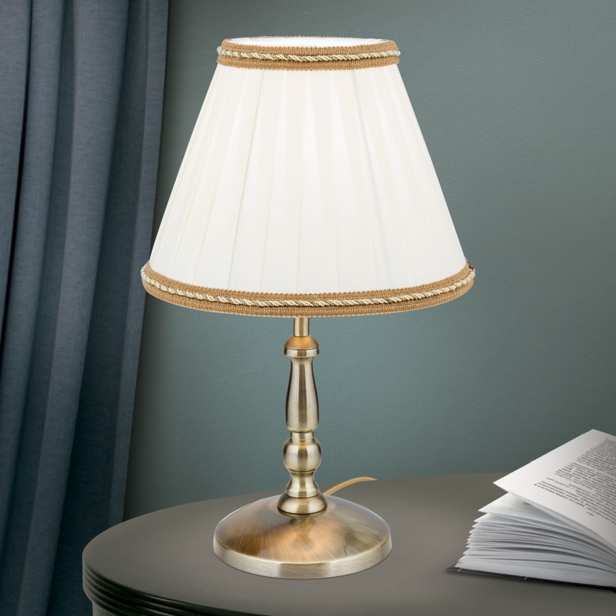 Stolna lampa TONIA 1xE27/60W/230V pr. 25 cm bijela/bronca
