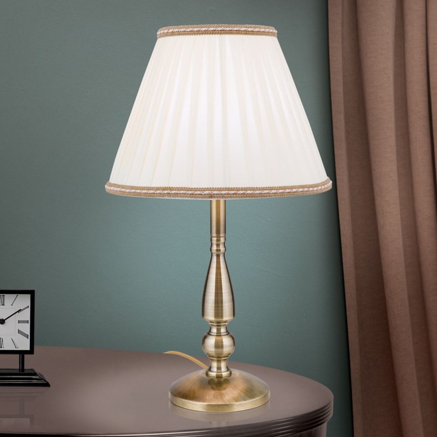Stolna lampa TONIA 1xE27/60W/230V pr. 30 cm bijela/bronca