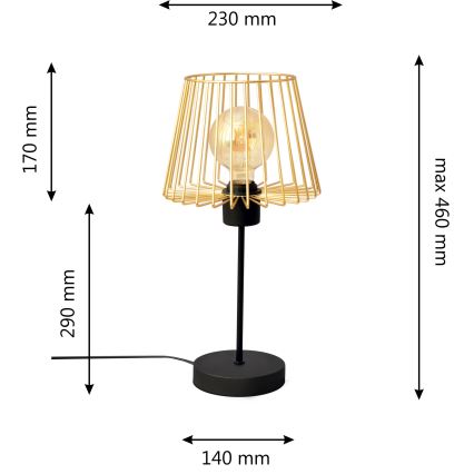 Stolna lampa TORRI 1xE27/15W/230V zlatna/crna