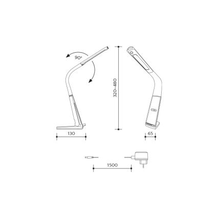 LED stolna lampa s podesivom svjetlinom, bežičnim punjenjem i senzorom pokreta LORD EVO LED/8W/230V 3000K/4500K/6000K bijela
