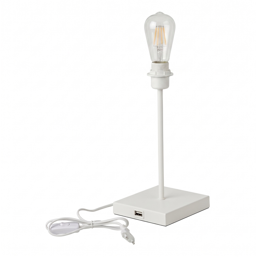 Stolna svjetiljka s USB priključkom 1xE27/15W/230V bijela