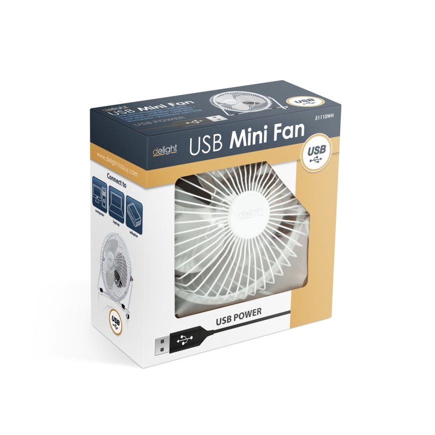 Stolni ventilator 1,75W/5V USB Ø 18 cm bijeli