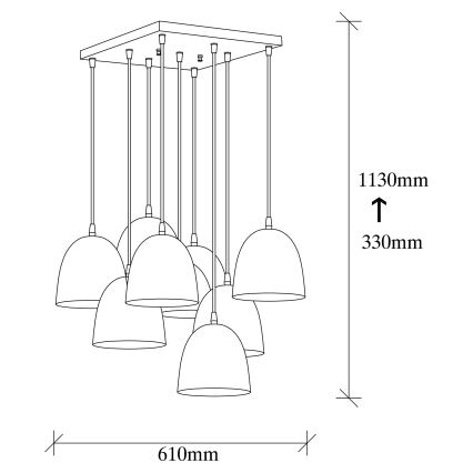 Stropna lampa TATTOO 9xE27/40W/230V crna