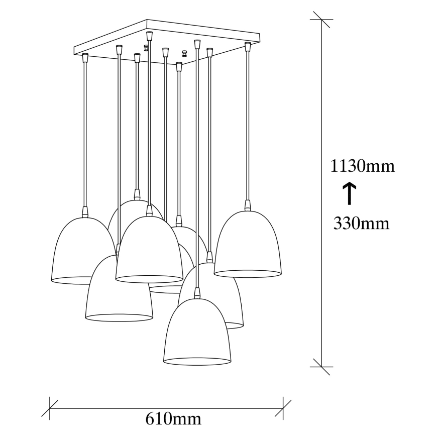 Stropna lampa TATTOO 9xE27/40W/230V crna