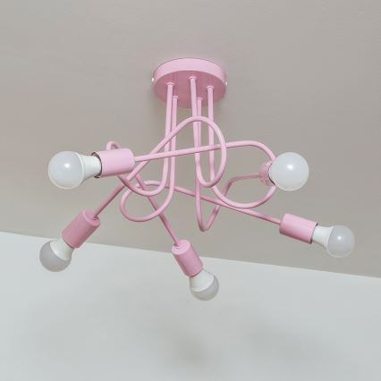 Stropna nadgradna svjetiljka OXFORD 5xE27/15W/230V roza