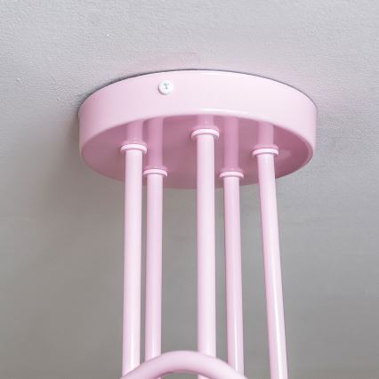 Stropna nadgradna svjetiljka OXFORD 5xE27/15W/230V roza