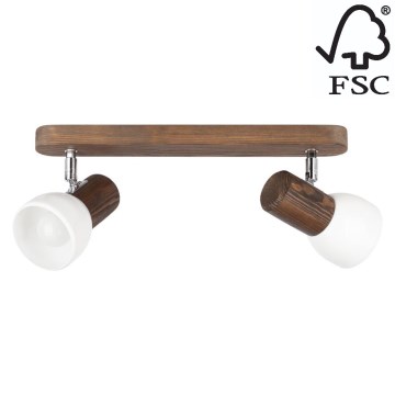 Stropna reflektorska svjetiljka NEL 2xE27/15W/230V orah – FSC certificirano