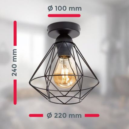 Stropna svjetiljka 1xE27/40W/230V crna