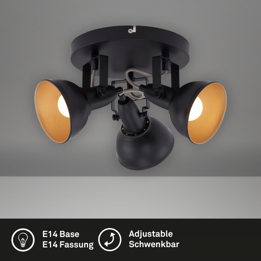 Stropna svjetiljka 3xE14/40W/230V crna