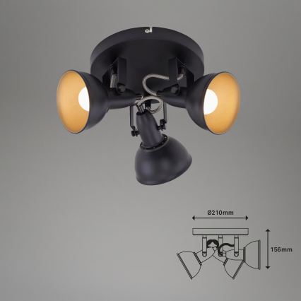 Stropna svjetiljka 3xE14/40W/230V crna