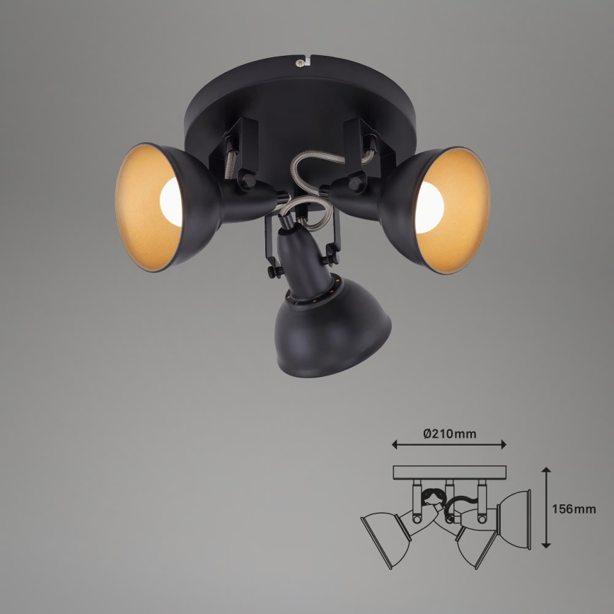 Stropna svjetiljka 3xE14/40W/230V crna