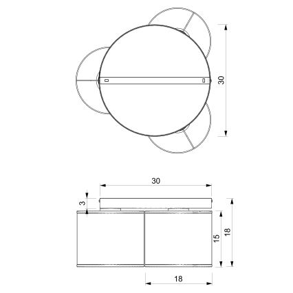 Stropna svjetiljka ARDEN 3xE27/15W/230V Ø 30 cm bež