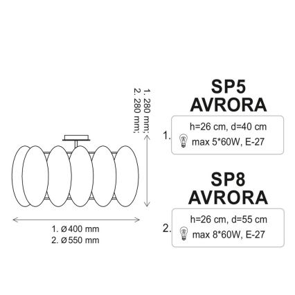 Stropna svjetiljka AURORA 5xE27/60W/230V