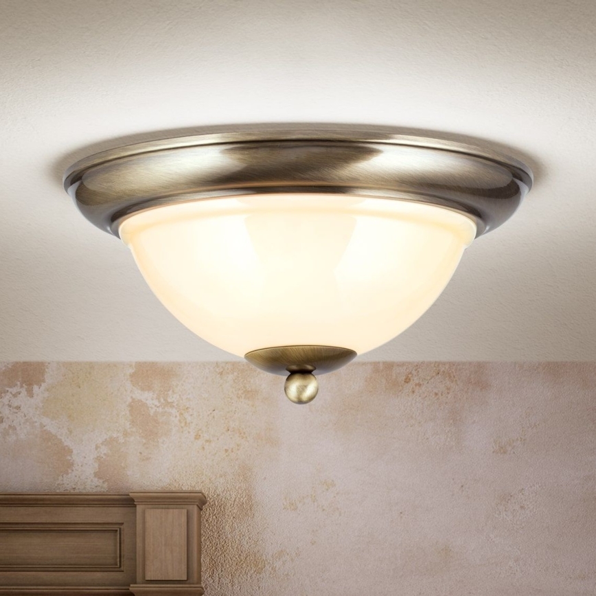 Stropna svjetiljka AUSTRIAN OLD LAMP 2xE27/60W/230V pr. 27 cm bronca/bež