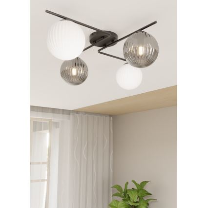 Stropna svjetiljka AZURA 4xE14/10W/230V crna/siva/bijela