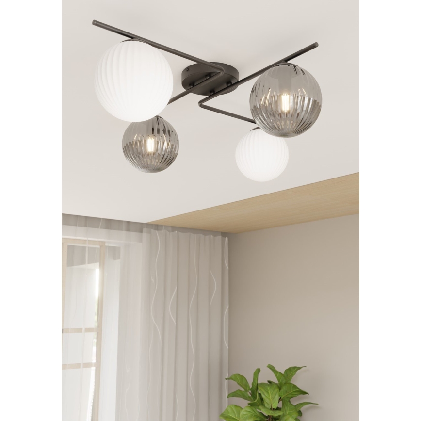 Stropna svjetiljka AZURA 4xE14/10W/230V crna/siva/bijela