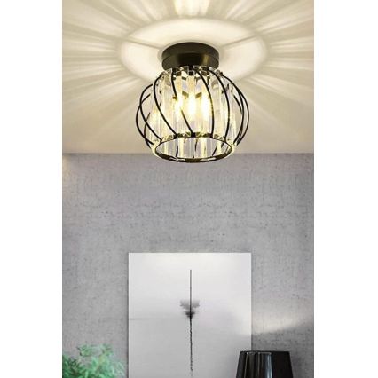 Stropna svjetiljka BELLA 1xE27/40W/230V, promjer 20 cm, crna