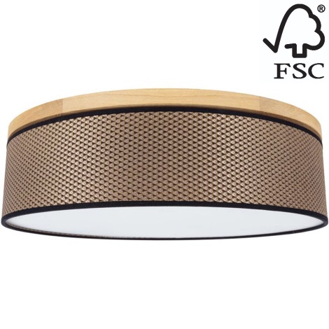 Stropna svjetiljka BENITA 4xE27/25W/230V pr. 58 cm smeđa/hrast – FSC certificirano