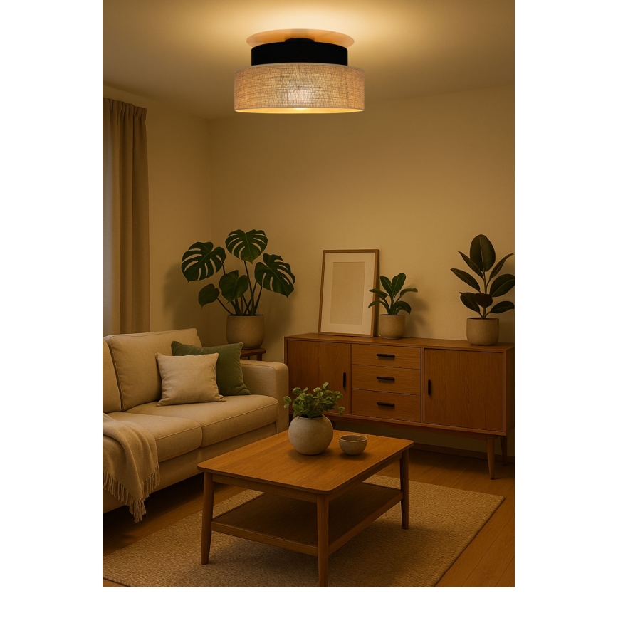 Stropna svjetiljka BOHO 1xE27/60W/230V crna/bež