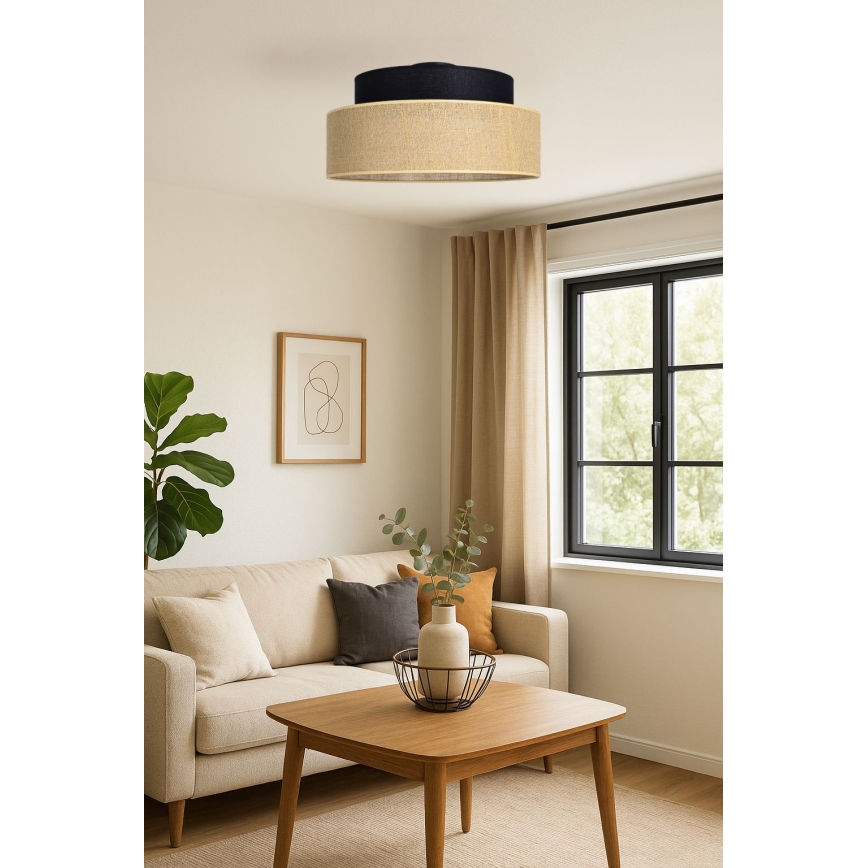Stropna svjetiljka BOHO 1xE27/60W/230V crna/bež