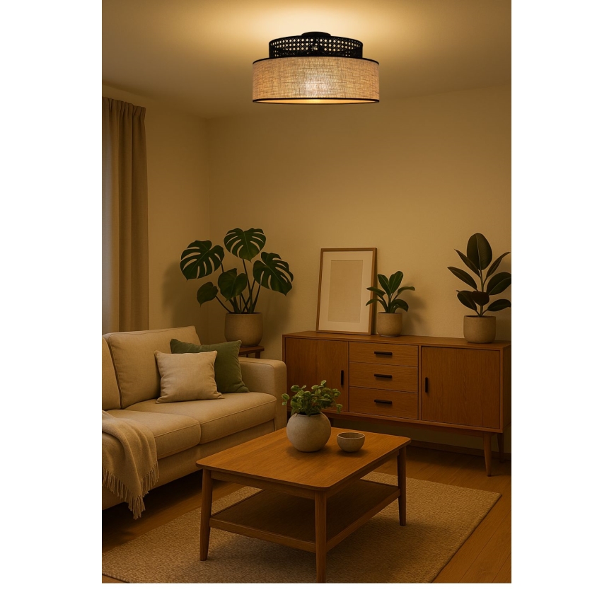 Stropna svjetiljka BOHO 1xE27/60W/230V crna/ratan